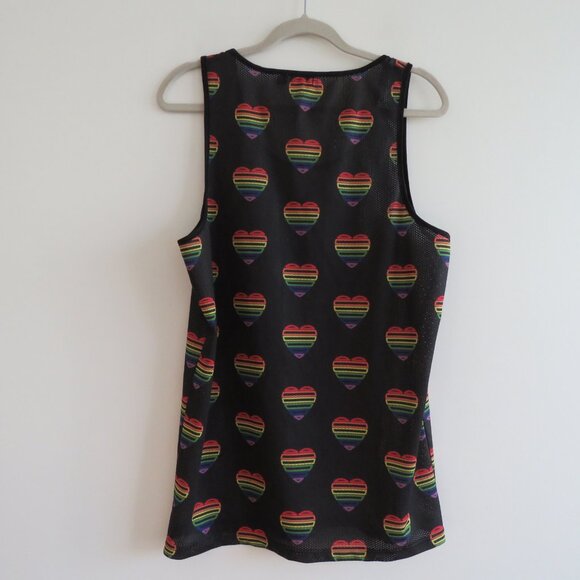 STEELE (ST33LE) Pride Heart Print Performated Open Mesh Vest Festival - Size M - Picture 10 of 14